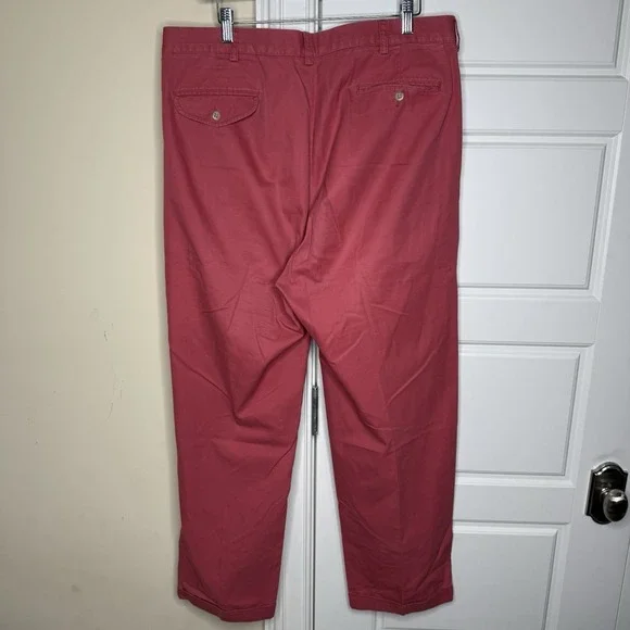 Vintage Polo Ralph Lauren Pleated Chinos Mens 36/28 Salmon 100% Cotton Trousers - Picture 2 of 12